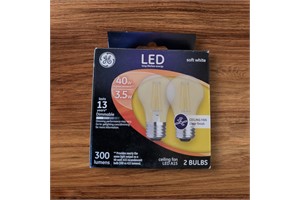 GE A15 E12 (Candelabra) LED Bulb Soft White 40 Watt Equivalence, 2-Pack
