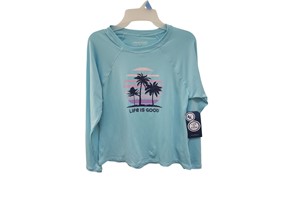 "Life Is Good" Long Sleeve Sunshirt, Ladies, Light Blue, Medium