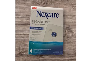 Nexcare Tegaderm Waterproof Transparent Dressing, 4" x 4-3/4", 4-Count