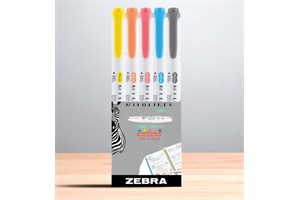 Zebra Pen Mildliner Double-Ended Highlighter Set, Asst Colors, 5-Pack