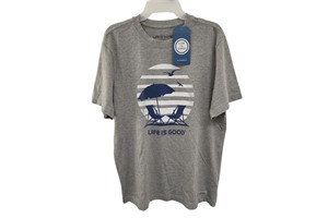 "Life Is Good" Retro Beach Umbrella Crusher Tee, Men's, Medium