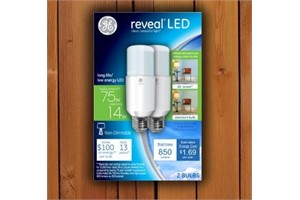 Reveal Led Bright Stik Bulb, 14-watt, 2-Pack