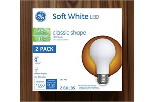 GE Classic LED Soft White Non-Dim A21, 10 W, 2/Pack