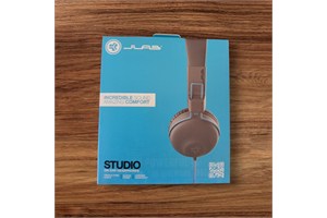 JLab Studio On-Ear Headphones, Wired Headphones, Gray/Blue