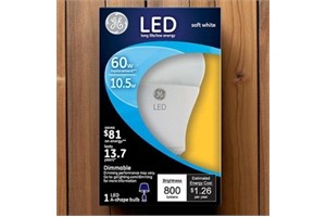 GE LED Soft White 10.5W (60-Watt Replacement) Dimmable Bulb, A-shape, medium base