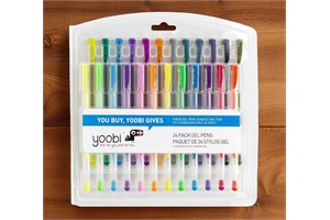 Yoobi Gel Pens, Pastel, Metallic, Neon, and Glitter Shades,1.0mm Medium Tip, 24-Pack