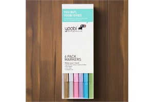 Yoobi Felt Tip Metallic Ink Marker Set, Multicolor, 6-Pack